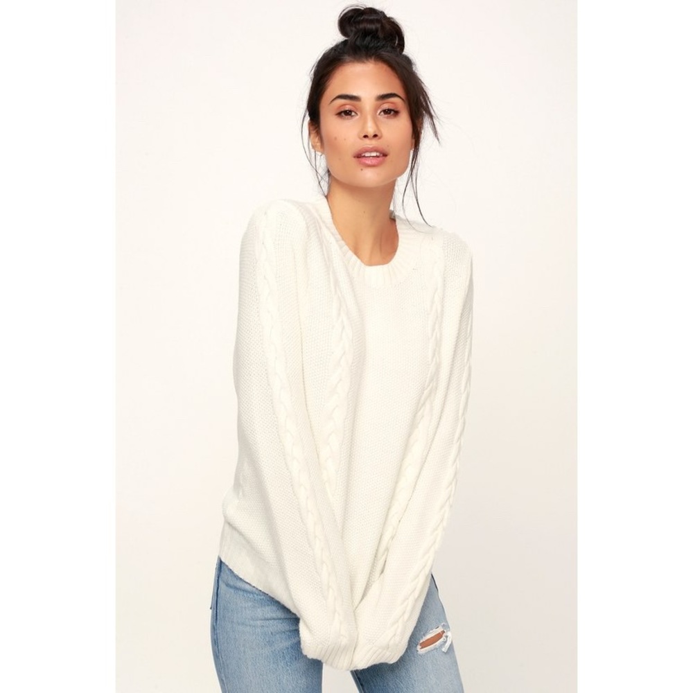 Keep It Toasty White Cable Knit Sweater - Picture 2 of 5
